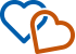 Blue and orange hearts icon